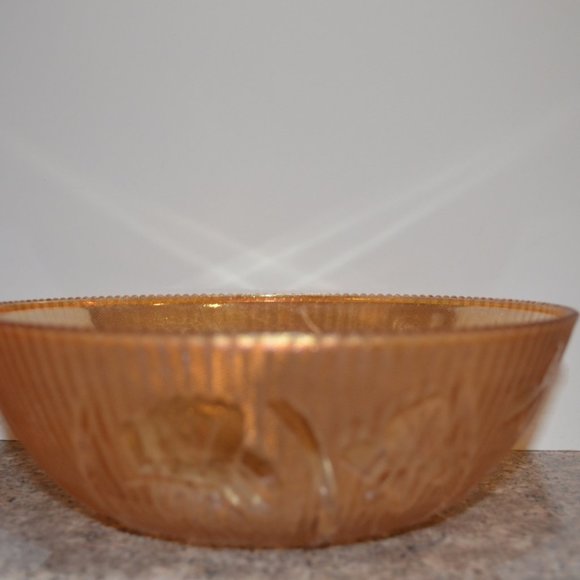 Glass Bowl Metallic Bronze Color Textured Pattern - Picture 4 of 5
